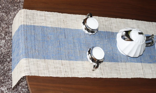 Pamuklu Keten Çay Masa Örtüsü - Çikolata Rengi 40cm x 80cm - 8