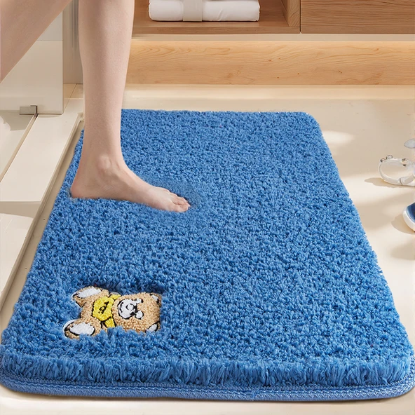 Hızlı Kuruyan Kaymaz Banyo Paspası - 50x80cm - Mavi