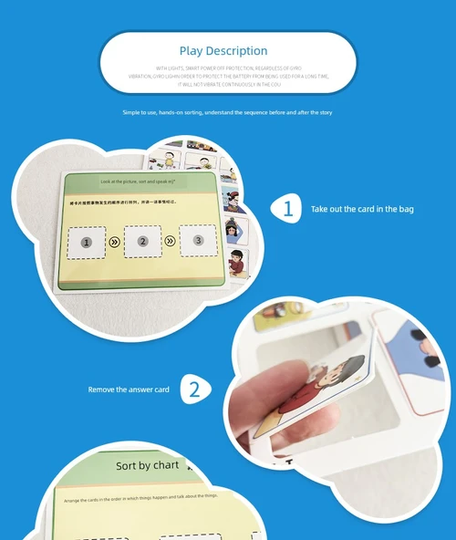 Çocuk Hikaye Anlatma Resim Kartları - Mantıksal Sıralama Eğitimi - Başlangıç Seviyesi Resim Sıralama - 1 Soru Kartı + 30 Cevap Kartı - Resim 11