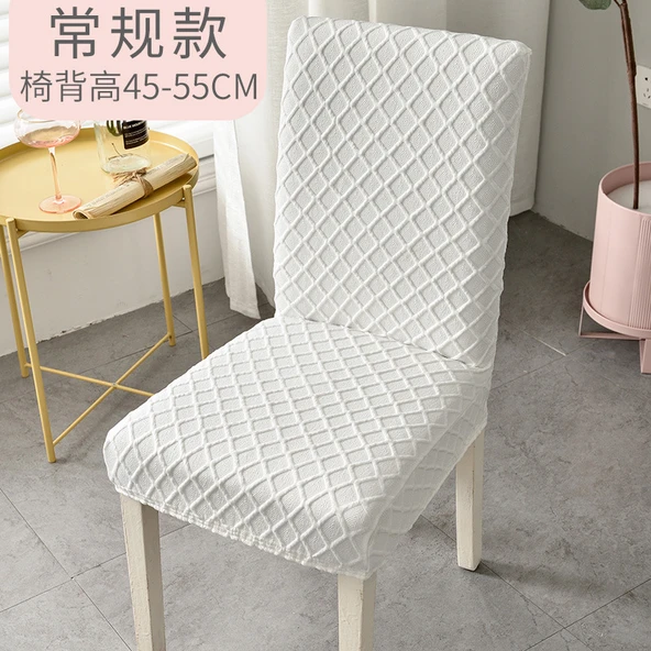 Nordik Tarz Elastik Sandalye Kılıfı - Modern Minimalist Sırtlıklı - Elmas İnci Beyazı - Standart M