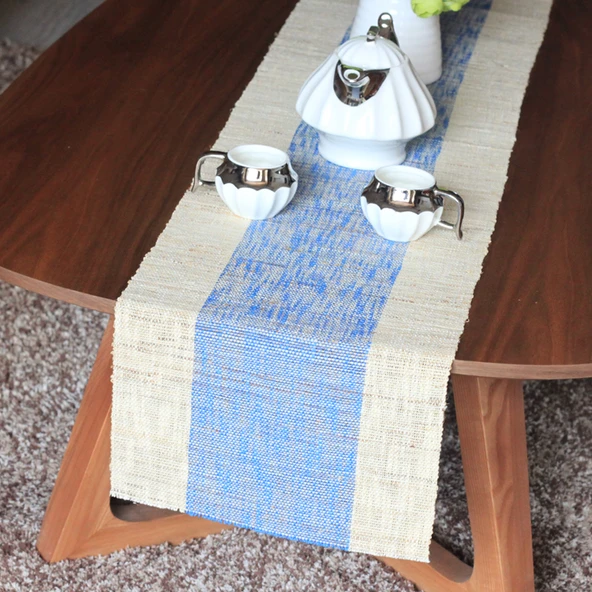 Pamuklu Keten Çay Masa Örtüsü - Çikolata Rengi 40cm x 140cm - 5