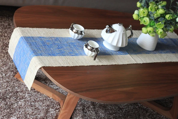 Pamuklu Keten Çay Masa Örtüsü - Çikolata Rengi 40cm x 80cm - 7