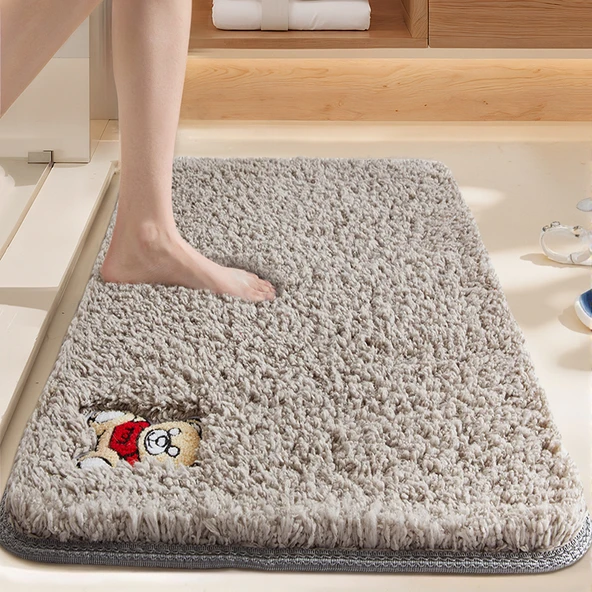 Hızlı Kuruyan Kaymaz Banyo Paspası - 50x80cm - Açık Kahverengi