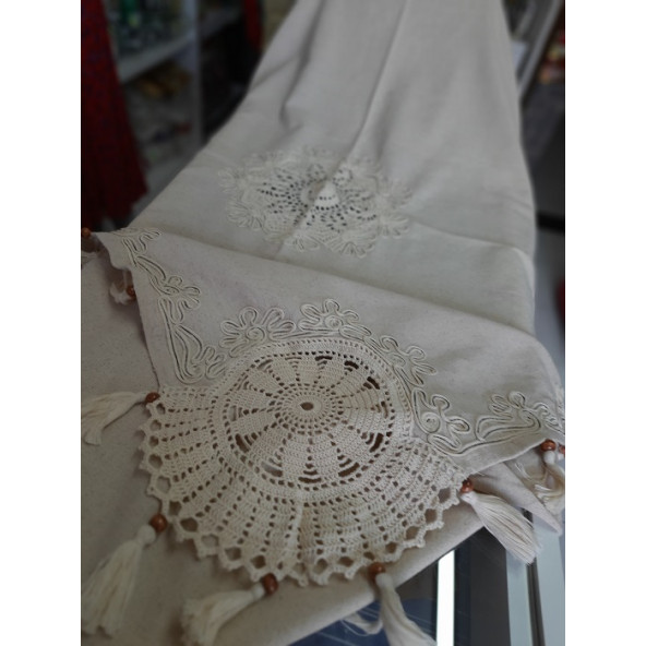 COŞAN TEKSTİL DENİZLİ/ BULDAN DOKUMASI MASA ÖRTÜSÜ - EBADI: 140 X 180 cm RENK: EKRU - DOKUMA - % 100 PAMUKLU - 5