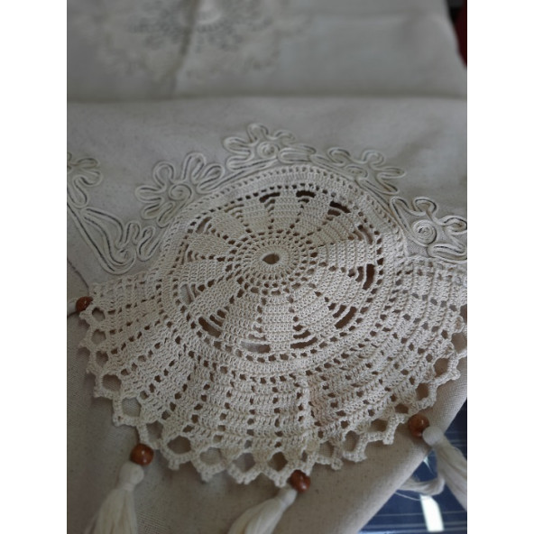 COŞAN TEKSTİL DENİZLİ/ BULDAN DOKUMASI MASA ÖRTÜSÜ - EBADI: 140 X 180 cm RENK: EKRU - DOKUMA - % 100 PAMUKLU - 6