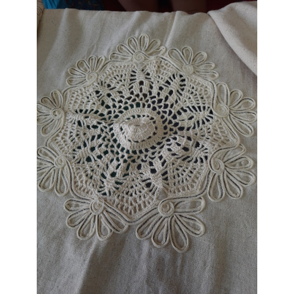 COŞAN TEKSTİL DENİZLİ/ BULDAN DOKUMASI MASA ÖRTÜSÜ - EBADI: 140 X 180 cm RENK: EKRU - DOKUMA - % 100 PAMUKLU - 9