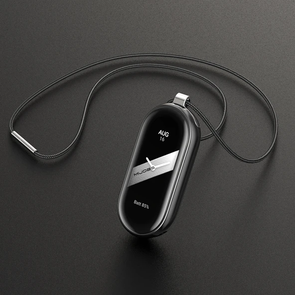 Xiaomi Bileklik 9/8 Uyumlu Siyah Gümüş Mum İpli Kolye