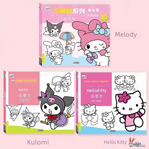 Çizgi Film Yumurta Puf İzleme ve Boyama Kitabı - Üç Kitap [kulomi + melody + kT kedi] İzleme