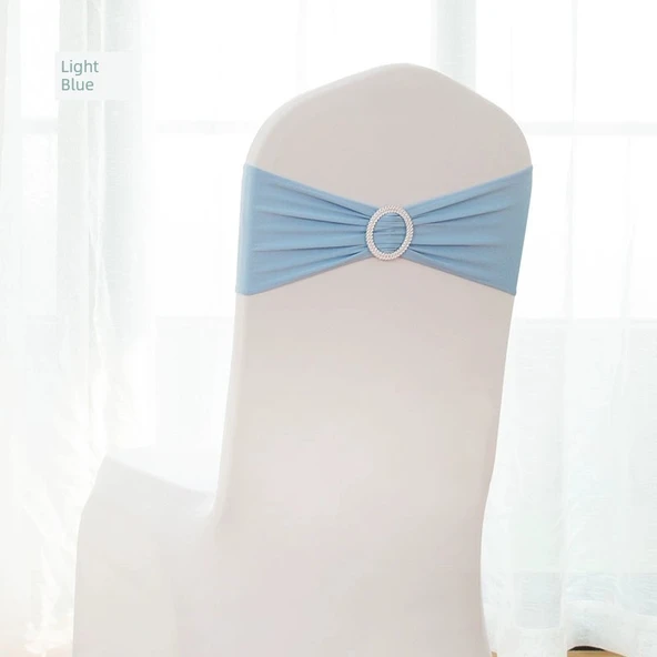 Düğün Otel Sandalye Fiyonk Bağlama Kurdelesi 35x13cm - Açık Mavi
