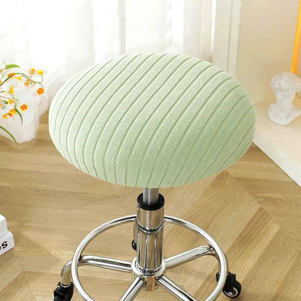 Yuvarlak Tabure Kılıfı - Dokulu Yeşil - 33-38cm