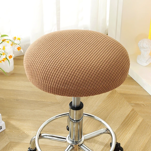 Yuvarlak Tabure Kılıfı - Mısır Kadife Açık Mavi - 33-38cm - 4