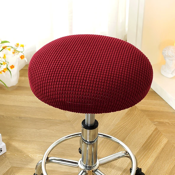 Yuvarlak Tabure Kılıfı - Mısır Kadife Açık Mavi - 33-38cm - 7