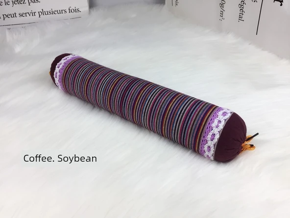 Soya Fasulyesi Elyaf Dolgulu Silindir Şeker Yastık - Kahverengi