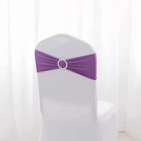 Düğün Otel Sandalye Fiyonk Bağlama Kurdelesi 35x13cm - Mor