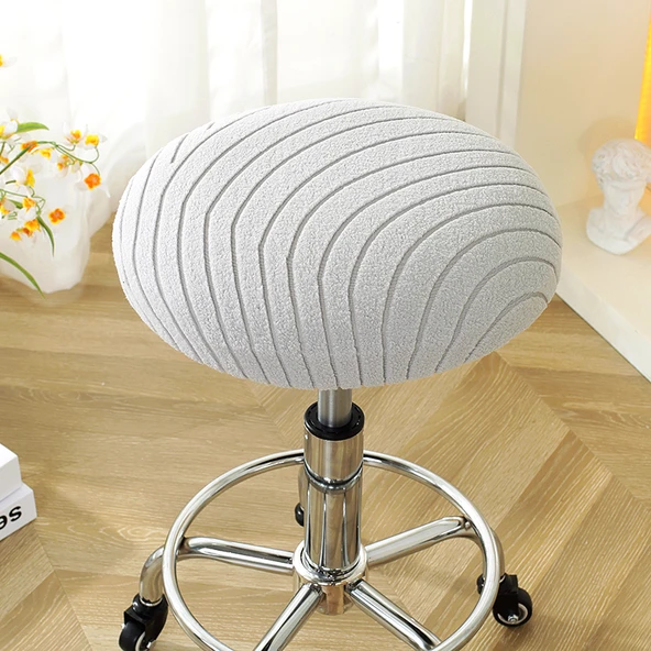 Yuvarlak Tabure Kılıfı - Dokulu Gri - 33-38cm