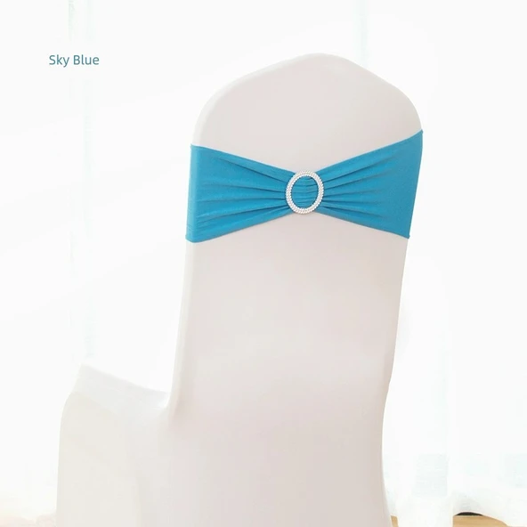 Düğün Otel Sandalye Fiyonk Bağlama Kurdelesi 35x13cm - Gök Mavisi
