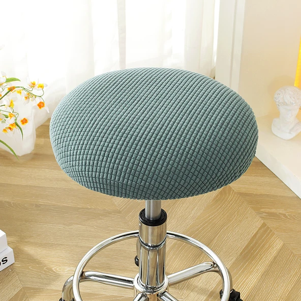 Yuvarlak Tabure Kılıfı - Mısır Kadife Yeşil - 33-38cm