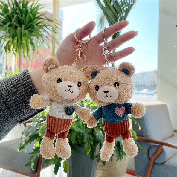 Ayıcık Anahtarlık Kolye - Kalpsiz Altın Tokalı Yeşil Elbiseli 15cm - 2