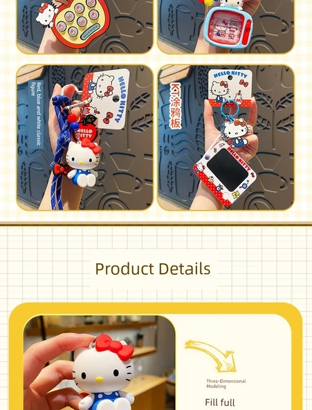 Hello Kitty Mini Çizim Tahtası Anahtarlık - KT TV (Turuncu Hediye Kutulu + Hediye Çantalı) - 11