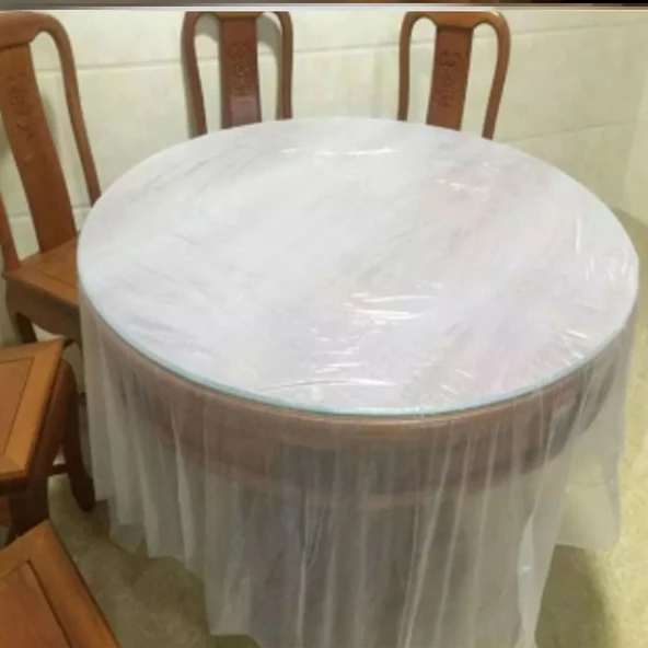Ekstra Kalın PE Plastik Tek Kullanımlık Masa Örtüsü - Beyaz - 160x160cm - 1'li Paket (10 Adet)