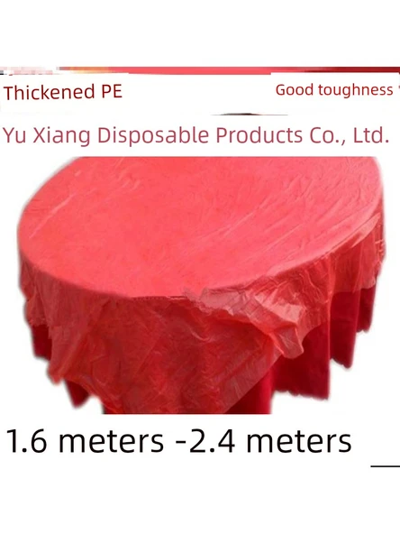 Ekstra Kalın PE Plastik Tek Kullanımlık Masa Örtüsü - Kırmızı - 220x220cm - 1'li Paket (10 Adet) - Resim 4