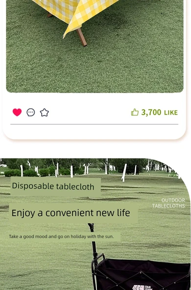 Kamp Tek Kullanımlık Masa Örtüsü 2.2m Kırmızı Kareli Taşınabilir - Resim 9