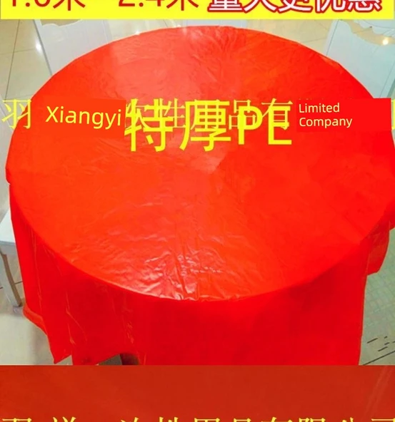 Ekstra Kalın PE Plastik Tek Kullanımlık Masa Örtüsü - Kırmızı - 220x220cm - 1'li Paket (10 Adet) - Resim 5