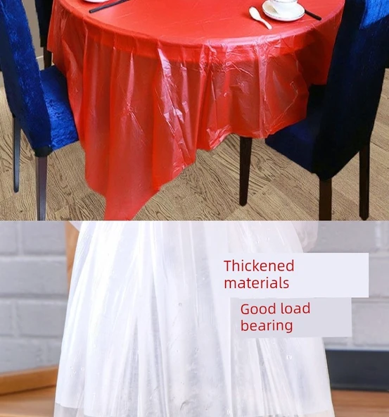 Ekstra Kalın PE Plastik Tek Kullanımlık Masa Örtüsü - Kırmızı - 160x160cm - 2'li Paket (20 Adet) - 10