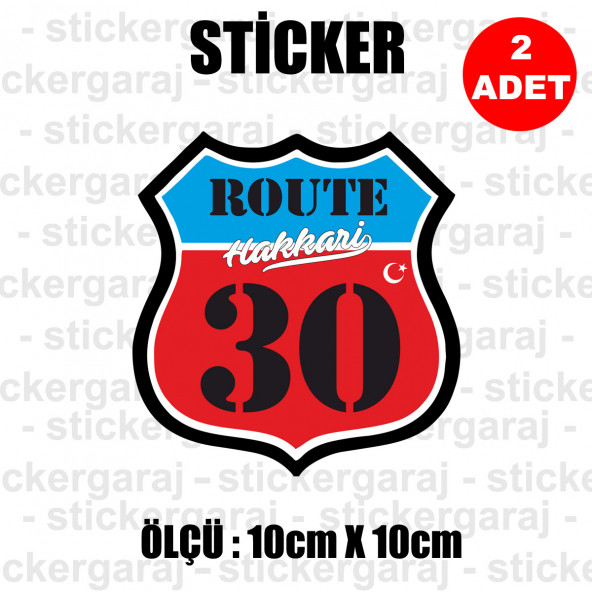 30 HAKKARİ 2 adet plaka sticker - il şehir rota etiket