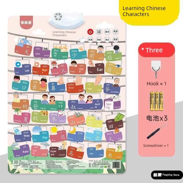 İlkokul Öğrencileri için Pinyin + Harfler Duvar Çizelgesi (2'li Set) - 9