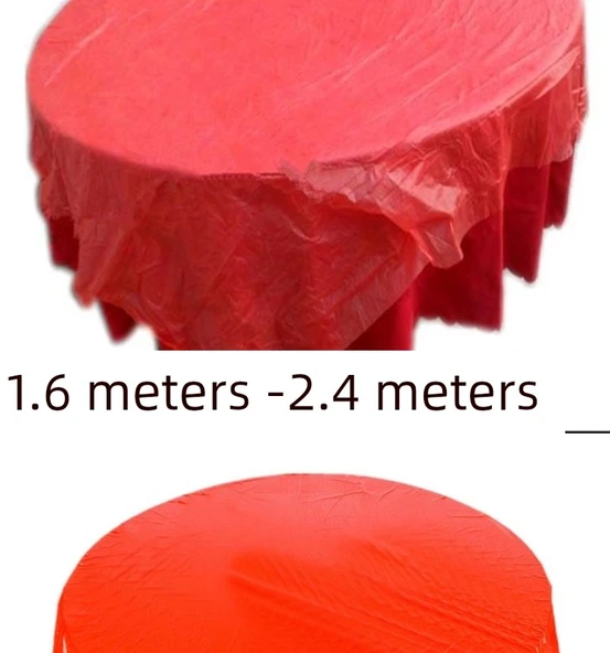 Ekstra Kalın PE Plastik Tek Kullanımlık Masa Örtüsü - Kırmızı - 160x160cm - 2'li Paket (20 Adet) - 8