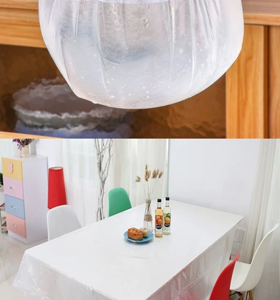 Ekstra Kalın PE Plastik Tek Kullanımlık Masa Örtüsü - Kırmızı - 160x160cm - 2'li Paket (20 Adet) - 11