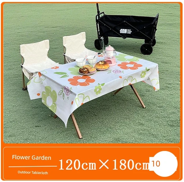 Kamp Tek Kullanımlık Masa Örtüsü 1.2X1.8m Çiçek Desenli 10 Adet