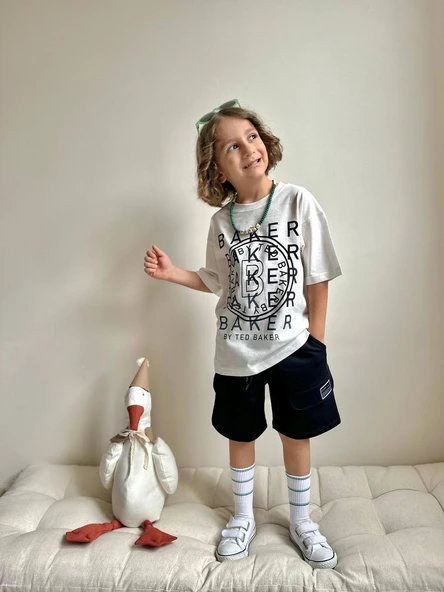 ERKEK ÇOCUK GARSON BOY BAKER BASKILI PAMUK ŞORTLU TAKIM