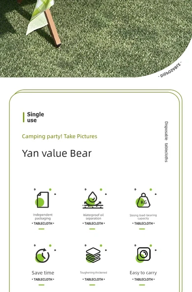 Kamp Tek Kullanımlık Masa Örtüsü 2.2m Kırmızı Kareli Taşınabilir - Resim 7