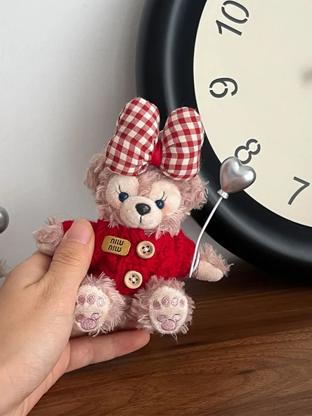 Tatlı Yüz Ayı Gül Çanta Kolye Anahtarlık - Tatlı Yüz Mei Mei + [Siyah Kalp + Güneş Gözlüğü + Kordon] - 3