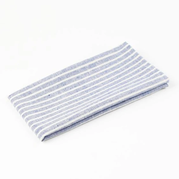 Japon İskandinav Tarzı Dikey Çizgili Polyester Pamuk Peçete Amerikan Servisi - Lacivert 60 x 40 cm - 10