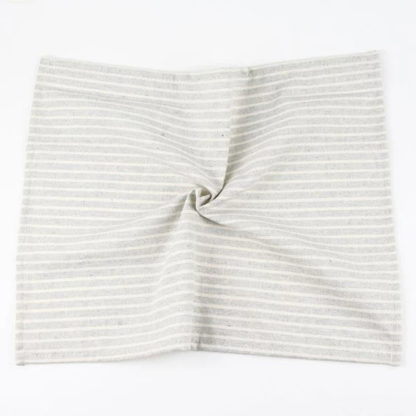 Japon İskandinav Tarzı Dikey Çizgili Polyester Pamuk Peçete Amerikan Servisi - Açık Gri 60 x 40 cm