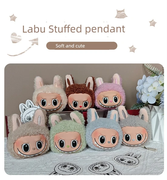 Labubu Bebek Kokulu Kolye Anahtarlık - Mavi Gri - Resim 7