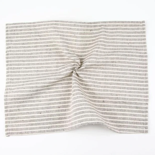 Japon İskandinav Tarzı Dikey Çizgili Polyester Pamuk Peçete Amerikan Servisi - Kahve 30 x 40 cm