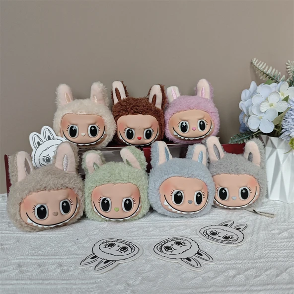 Labubu Bebek Kokulu Kolye Anahtarlık - Mavi Gri - Resim 5