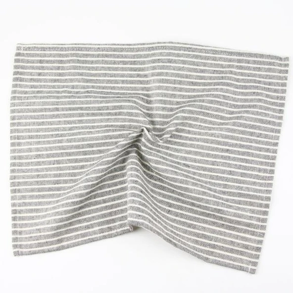 Japon İskandinav Tarzı Dikey Çizgili Polyester Pamuk Peçete Amerikan Servisi - Siyah 30 x 40 cm