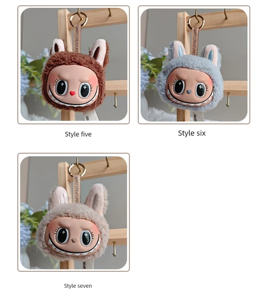 Labubu Bebek Kokulu Kolye Anahtarlık - Mavi Gri - Resim 11