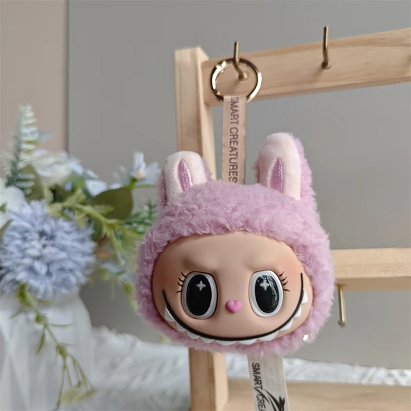 Labubu Bebek Kokulu Kolye Anahtarlık - Mavi Gri - Resim 6