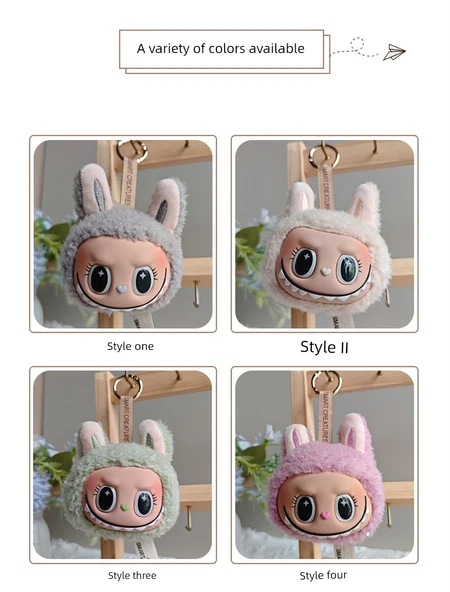 Labubu Bebek Kokulu Kolye Anahtarlık - Mavi Gri - Resim 10