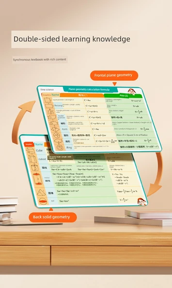İlkokul Matematik Formül Kartları - Matematik Formül Seti + [Yeşil + Kahverengi] Kalem Kutusu - 9