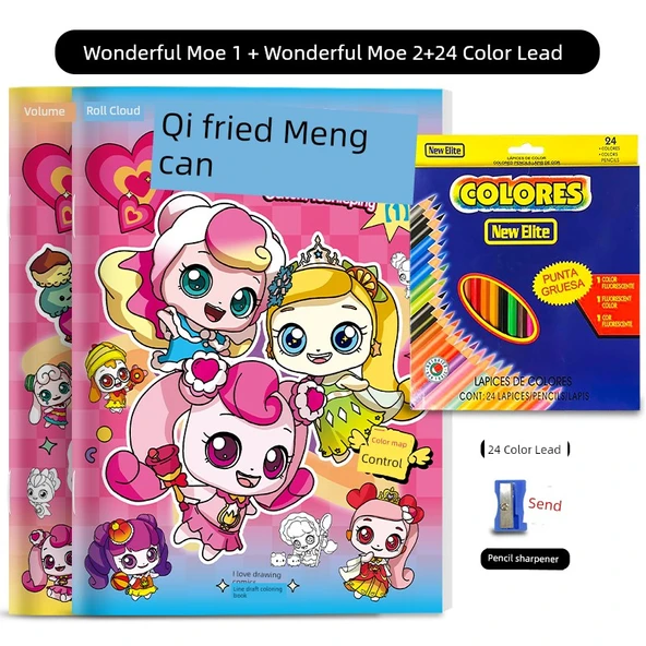 Sevimli Anime Kızları İzleme Kitabı - Harika Mengke ① + ② + 24 Renkli Kurşun Kalem
