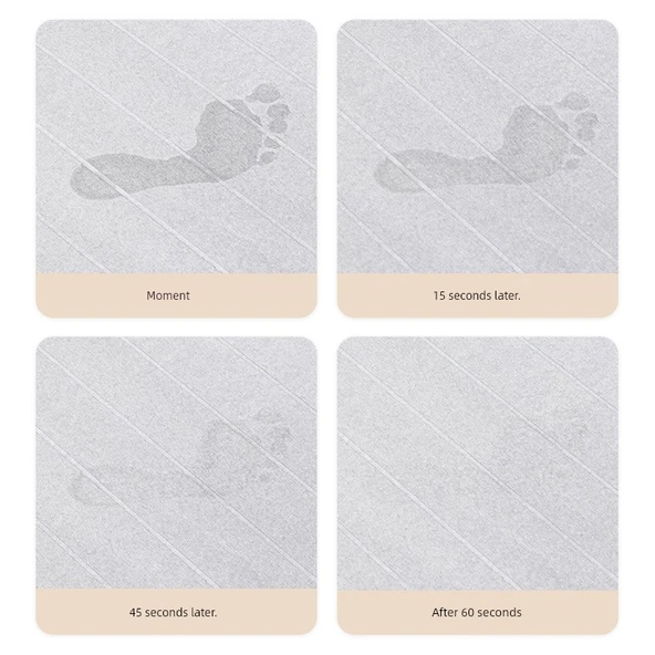 Kaymaz Hızlı Kuruyan Diatomit Banyo Paspası - Mavi 39x60cm - 3