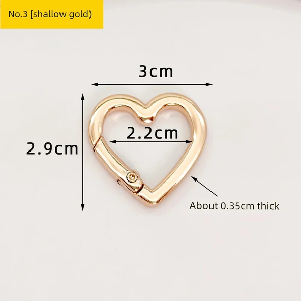 Kalp Yaylı Çanta Aksesuarı - Açık Altın No.3 (2'li Paket)