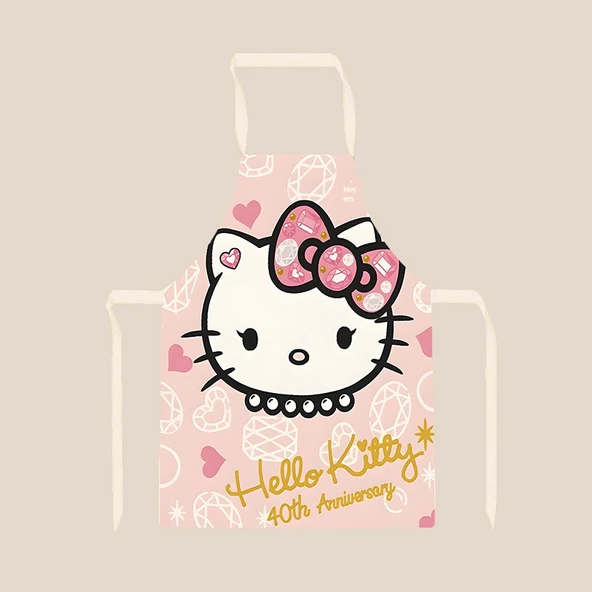 Hello Kitty Desenli Sevimli Kedi Figürlü Kolsuz Mutfak Önlüğü - Kedi 02 45x56cm Çocuk Pamuklu